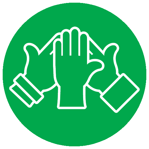 Icon of hands joining together, representing the Assignment: Earth Equity and Inclusion domain.