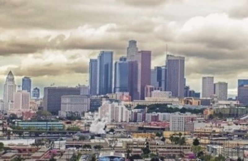 The Los Angeles city skyline. 