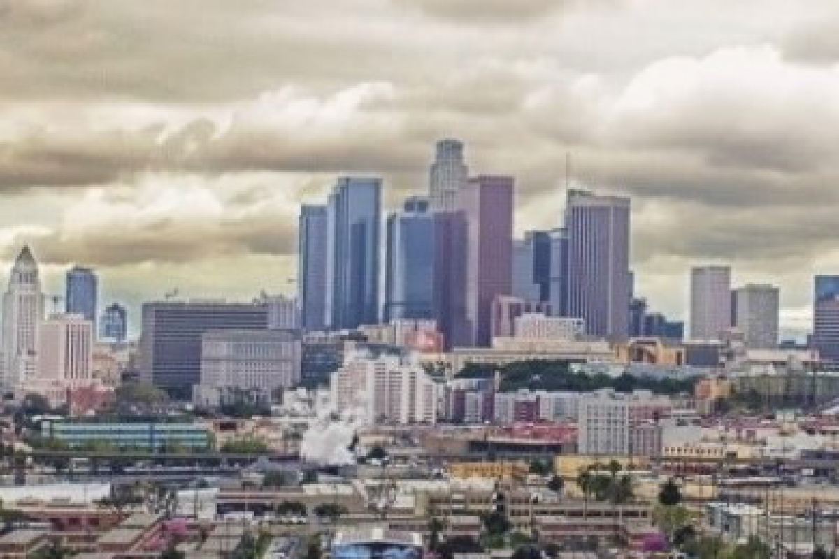 The Los Angeles skyline, image from the LA Green Business Program website.
