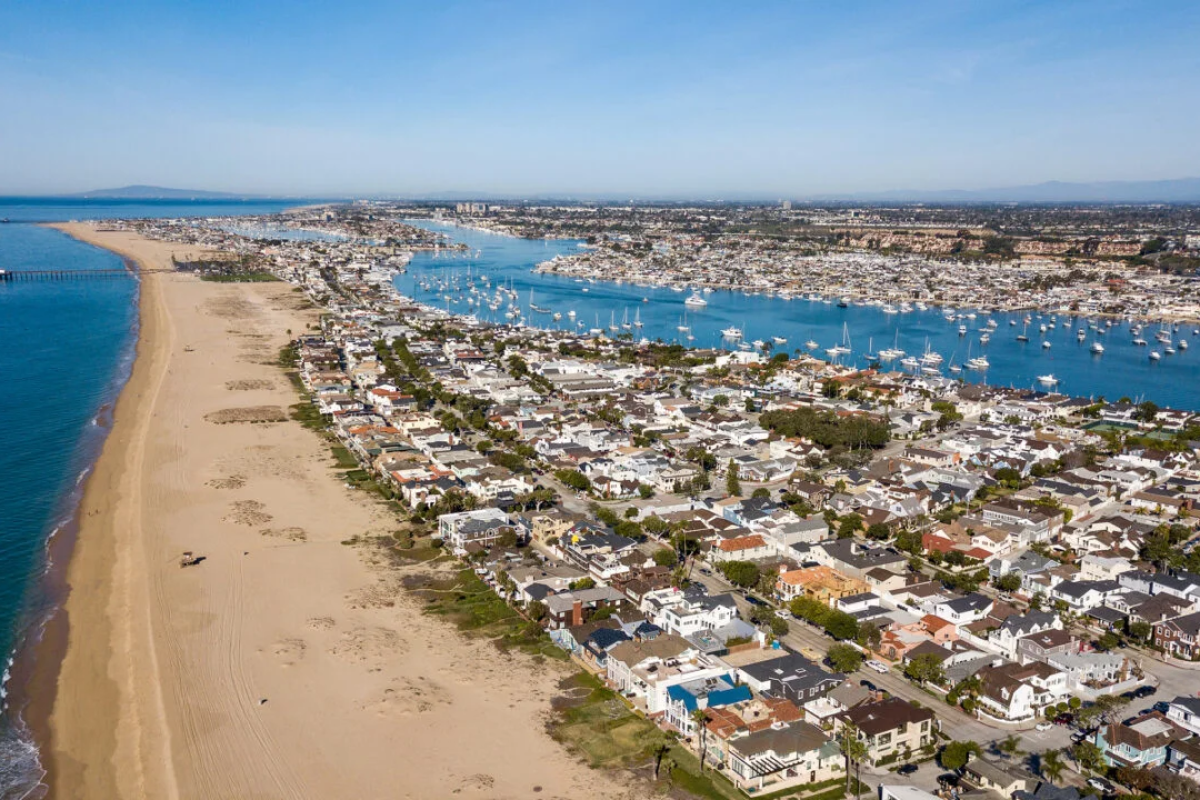 Aerial shot of Newport Beach.