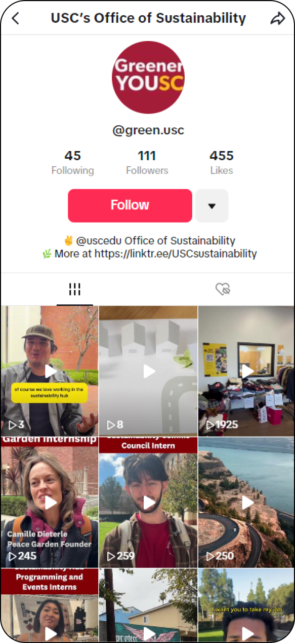 Screenshot of the Office of Sustainability TikTok page.