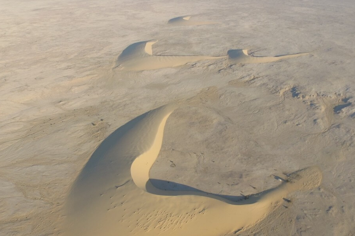Aerial view of a desert.