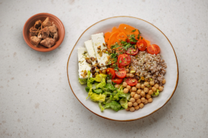 A healthy salad in a bowl.