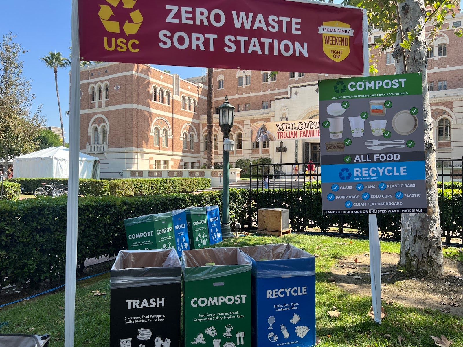 A USC Zero Waste Sort Station.