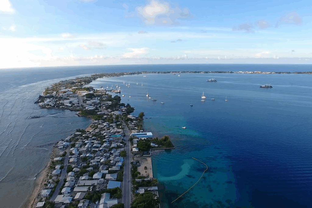 Photo of Majuro, the main atoll of the Marshall Islands.